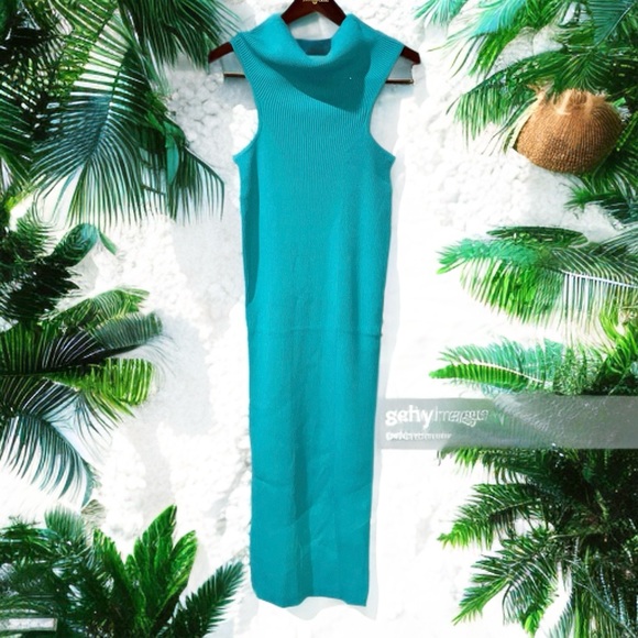 Meshki Kori Knit Bandeau Maxi Dress Aquamarine Stretch Strapless Sz XL NWT - Picture 13 of 13